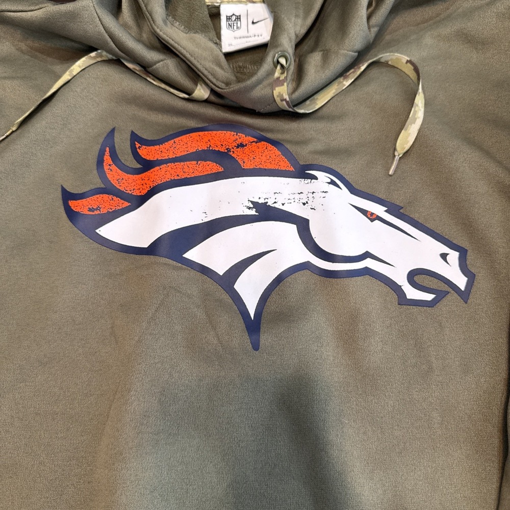 Nike Denver Broncos Salute to Service Hoodie Mens XL Olive Green Pullover Camo - Picture 3 of 16